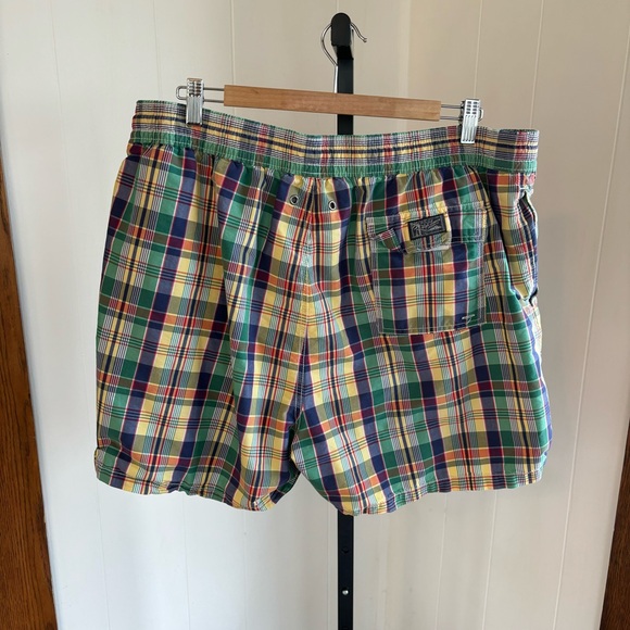 Vtg Polo Ralph Lauren Swim Trunks Colorful Plaid Mesh Lined Mens XXL 4.5” Inseam - Picture 3 of 9